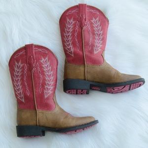 Girls roper pink and brown boots